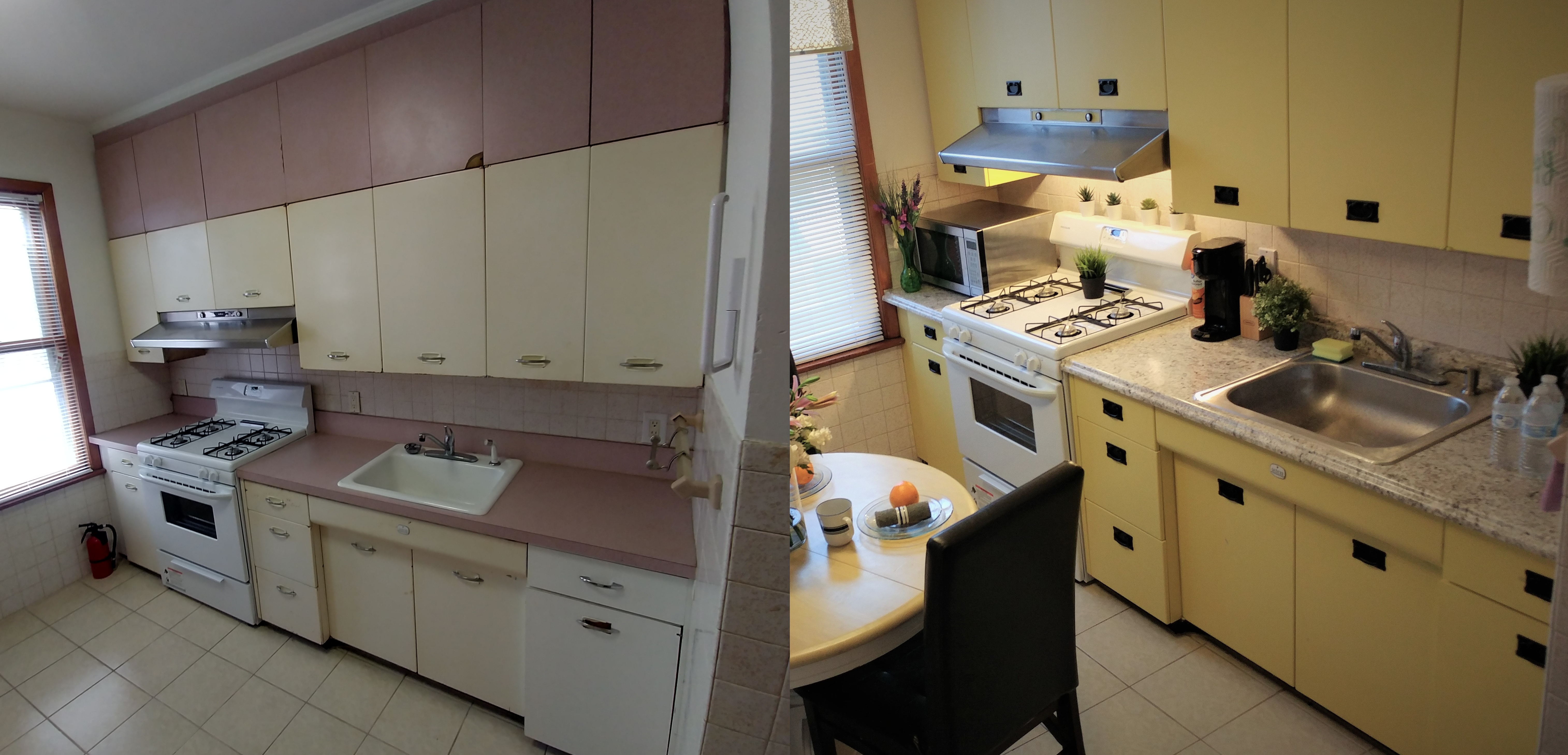 Metal kitchen renovations: kitchen cabinet installation and appliance installation by HomeUpdate contractors