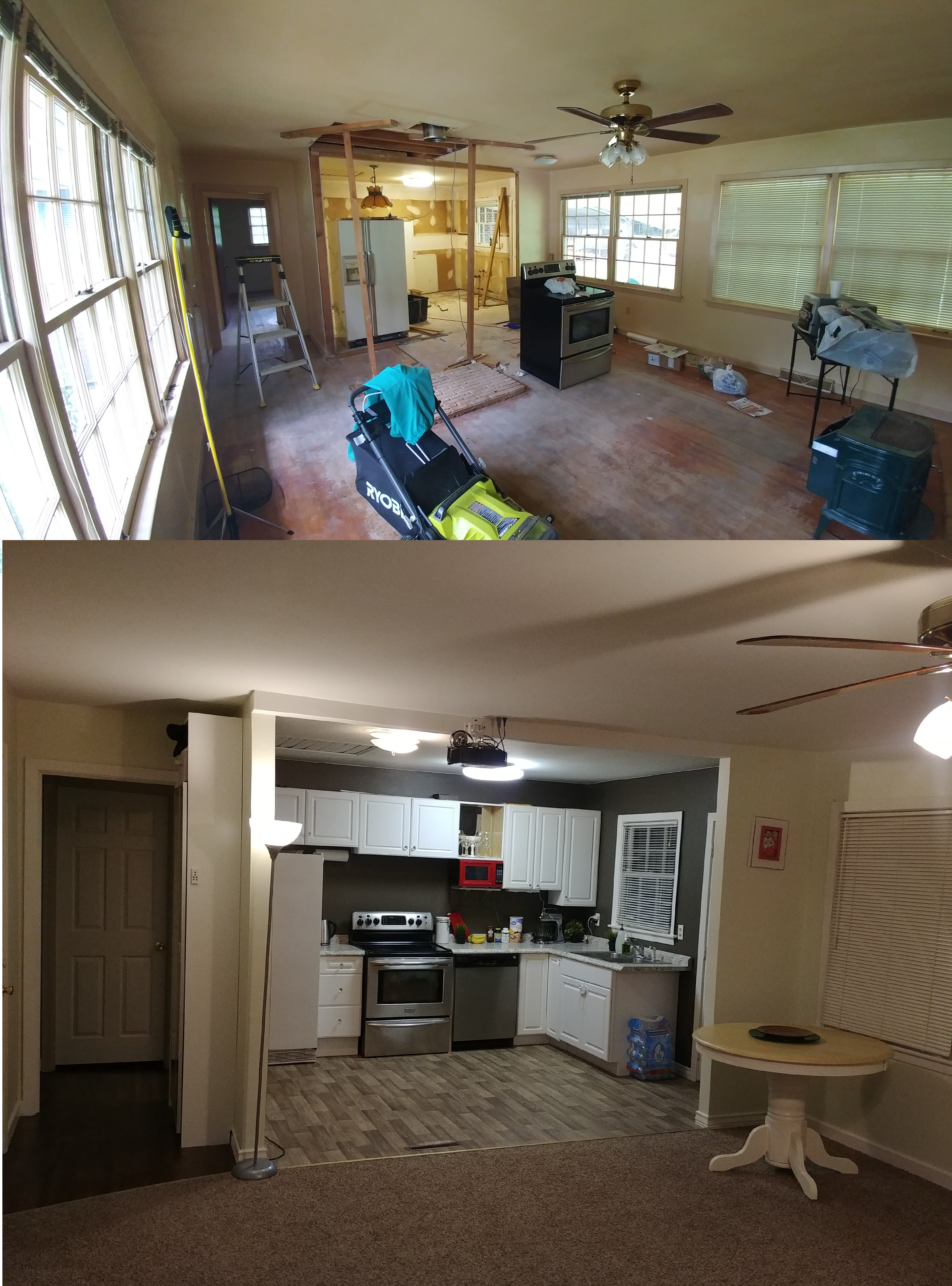 Open kitchen reframing: wall framing and structural carpentry by HomeUpdate contractors